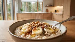 Kaurapuuroa banaanilla ja hunajalla 3 minuutissa: aamiainen, joka pelastaa aamun